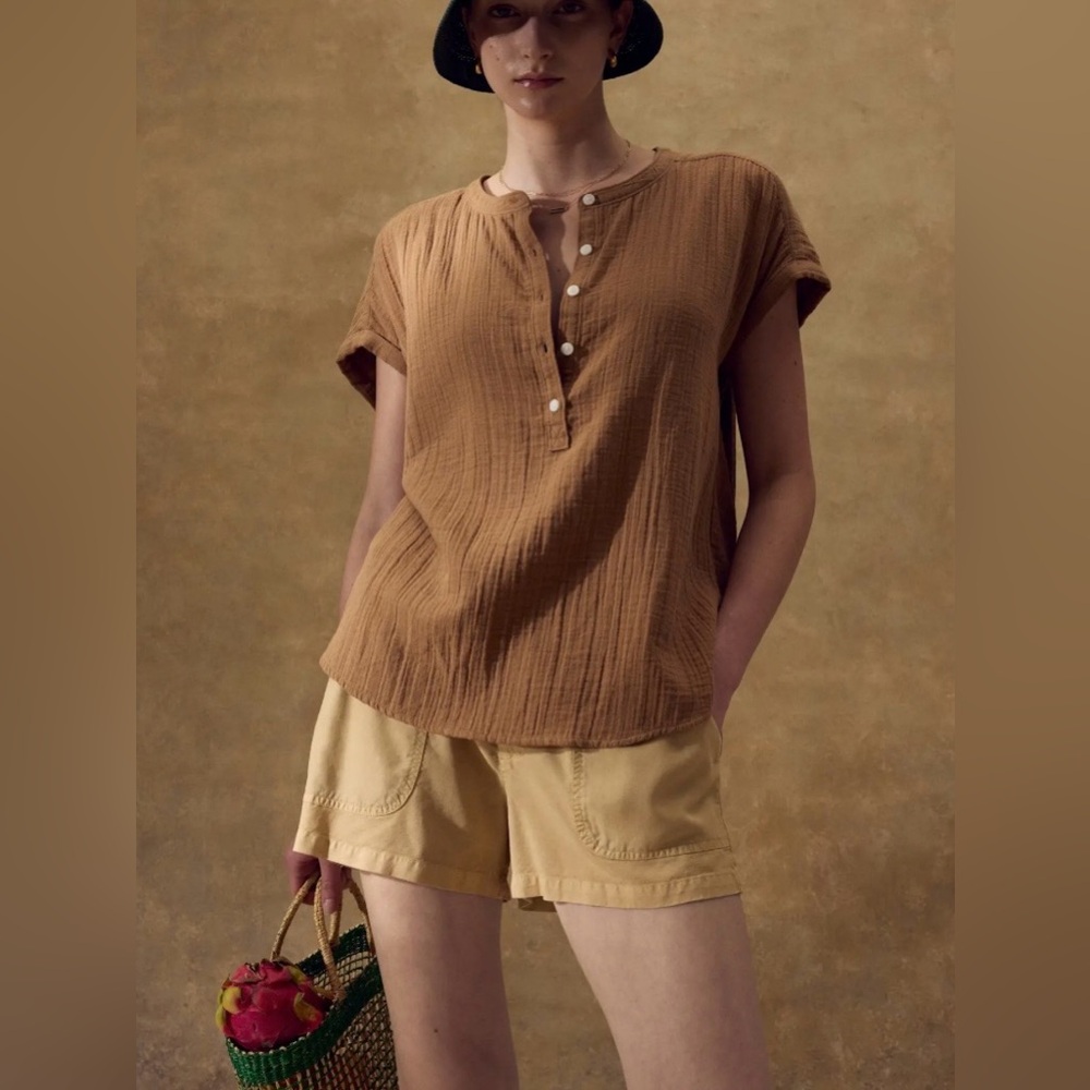 Quince Short-Sleeve Button Top